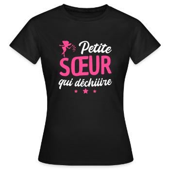 petite sœur qui déchire - T-shirt Femme - noir - Devant - AI Model Female 172 dark (172cm)
