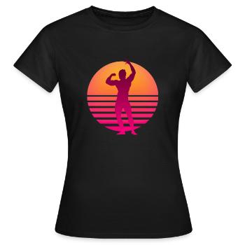 Arnold Retrowave Sun - Women's T-Shirt - black - Front - AI Model Female 172 dark (172cm)
