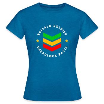 Buffalo Soldier Dreadlock Rasta - T-shirt Femme - bleu saphir antique chiné - Devant - AI Model Female 172 dark (172cm)