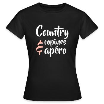 Country copines apéro Cadeau humour personnalisé - T-shirt Femme - noir - Devant - AI Model Female 172 dark (172cm)