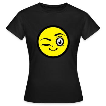 fille clin oeil sourire smiley - T-shirt Femme - noir - Devant - AI Model Female 172 dark (172cm)