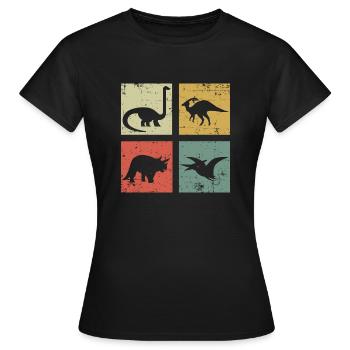 four dinosaurs - Women's T-Shirt - black - Front - AI Model Female 172 dark (172cm)
