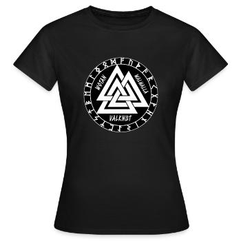 Wotan Walhalla Valknut - Frauen T-Shirt - Schwarz - Vorne - AI Model Female 172 dark (172cm)