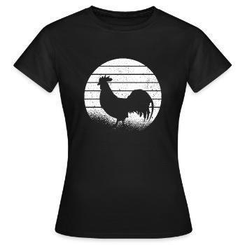 poulet poulet ferme coq fermier poule - T-shirt Femme - noir - Devant - AI Model Female 172 dark (172cm)