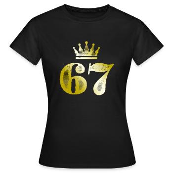 67 Numéro Couronne Or - T-shirt Femme - noir - Devant - AI Model Female 172 dark (172cm)