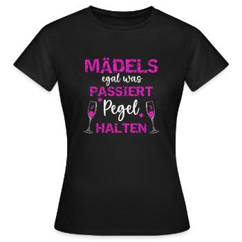 Les filles quoi qu’il arrive Gardez le niveau - JGA, Party - T-shirt Femme - noir - Devant - AI Model Female 172 dark (172cm)