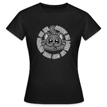 sorry cat was sitting - Women's T-Shirt - black - Front - AI Model Female 172 dark (172cm)