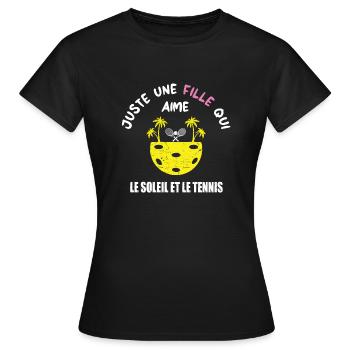 Juste une fille qui aime le soleil et le tennis - T-shirt Femme - noir - Devant - AI Model Female 172 dark (172cm)