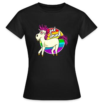 Drunk Unicorn Bière Arc-en-ciel - T-shirt Femme - noir - Devant - AI Model Female 172 dark (172cm)