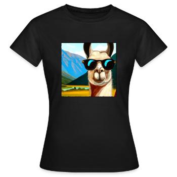 Cadeau de portrait de lama - T-shirt Femme - noir - Devant - AI Model Female 172 dark (172cm)