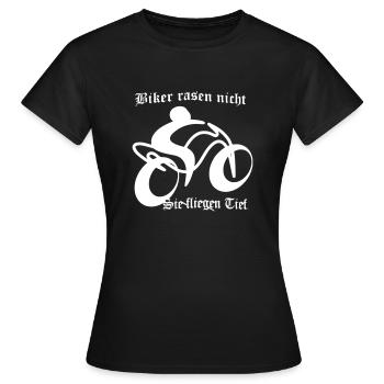 Biker rasen nicht weiß - Frauen T-Shirt - Schwarz - Vorne - AI Model Female 172 dark (172cm)