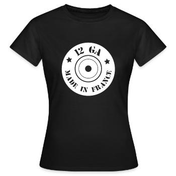 Cartridges Socket - 12 gauge - Gauge - Women's T-Shirt - black - Front - AI Model Female 172 dark (172cm)