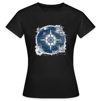Old nautical chart - Women's T-Shirt - black - Front - AI Model Female 172 dark (172cm)