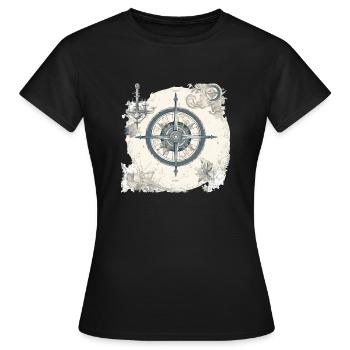 Old nautical chart - Women's T-Shirt - black - Front - AI Model Female 172 dark (172cm)