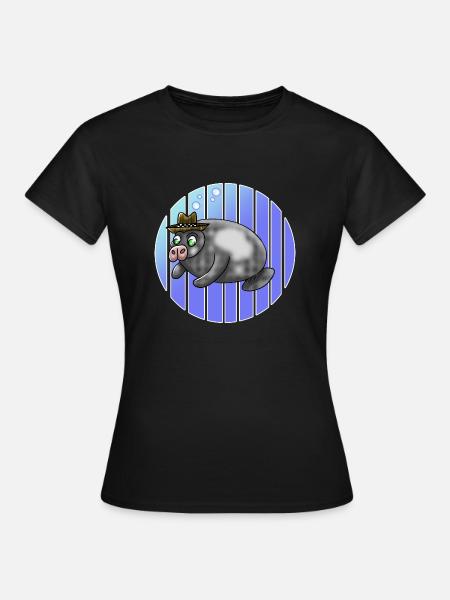 Lamantin Ska Chapeau Drôles d’animaux - T-shirt Femme - noir