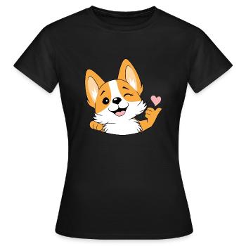 Bon clin d’œil corgi - T-shirt Femme - noir - Devant - AI Model Female 172 dark (172cm)