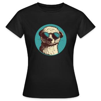 Meerkat with sunglasses, Suricate - Women's T-Shirt - black - Front - AI Model Female 172 dark (172cm)