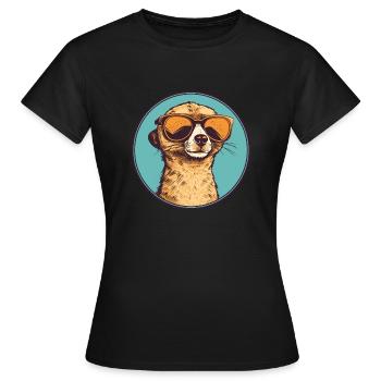 Meerkat with sunglasses, Suricate, Suntight - Women's T-Shirt - black - Front - AI Model Female 172 dark (172cm)