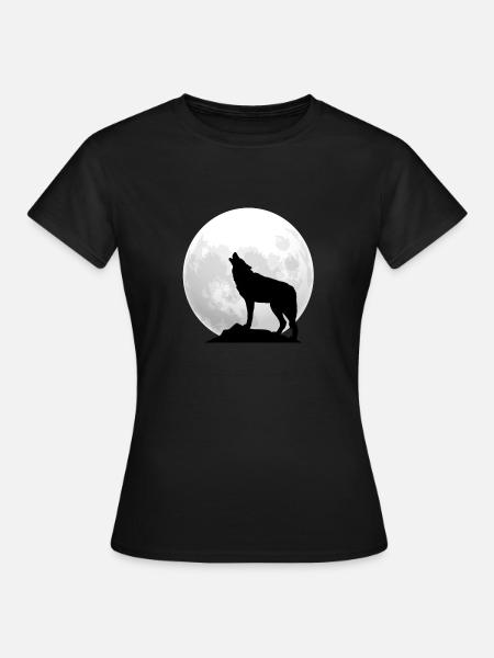 Wolf Mond - Frauen T-Shirt - Schwarz