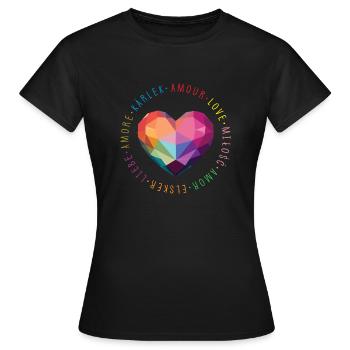 United Love - T-shirt Femme - noir - Devant - AI Model Female 172 dark (172cm)
