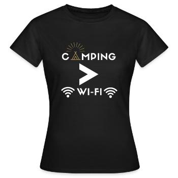 Camping en Wifi - T-shirt Femme - noir - Devant - AI Model Female 172 dark (172cm)