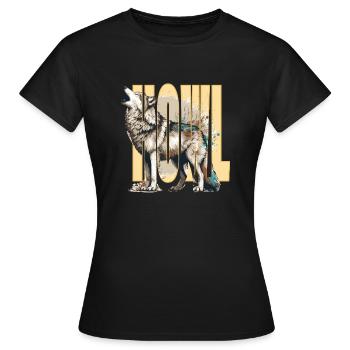 Howling Wolf - Women's T-Shirt - black - Front - AI Model Female 172 dark (172cm)