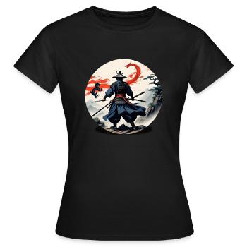 Samurai Japan Drachen Landschaft - Frauen T-Shirt - Schwarz - Vorne - AI Model Female 172 dark (172cm)