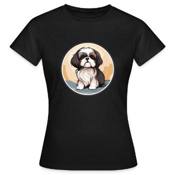 Shih Tzu Löwenhunde Chrysanthemenhund Shih Tzu - Frauen T-Shirt - Schwarz - Vorne - AI Model Female 172 dark (172cm)