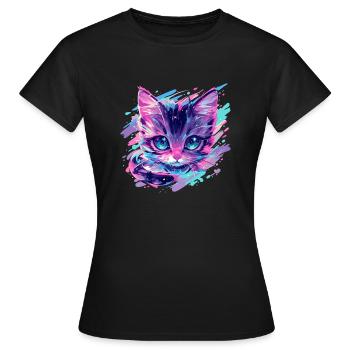 Kosmische Katze - Frauen T-Shirt - Schwarz - Vorne - AI Model Female 172 dark (172cm)