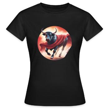 Taureau en tissu rouge, tauromachie, San Fermín - T-shirt Femme - noir - Devant - AI Model Female 172 dark (172cm)