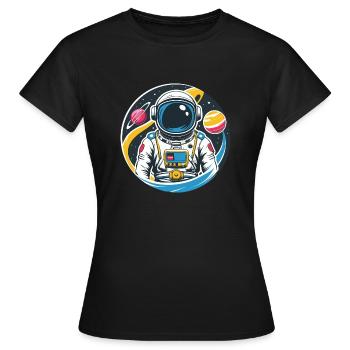 Der Astronaut und die Geheimnisse des Weltraums - Frauen T-Shirt - Schwarz - Vorne - AI Model Female 172 dark (172cm)