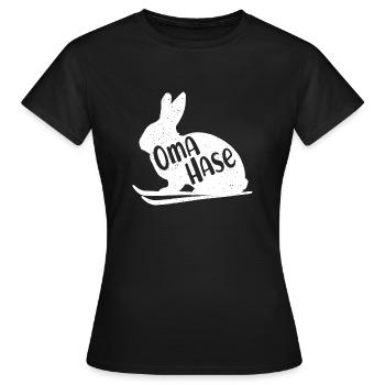 Hasenoma Oma Hase Skifahren Ski Häschen Skifahrer - Frauen T-Shirt - Schwarz - Vorne - AI Model Female 172 dark (172cm)