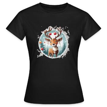 Xmas_Deer - T-shirt Femme - noir - Devant - AI Model Female 172 dark (172cm)