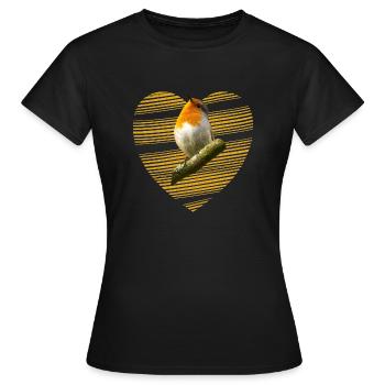 Rotkehlchen Singvogel süßer Vogel - Frauen T-Shirt - Schwarz - Vorne - AI Model Female 172 dark (172cm)