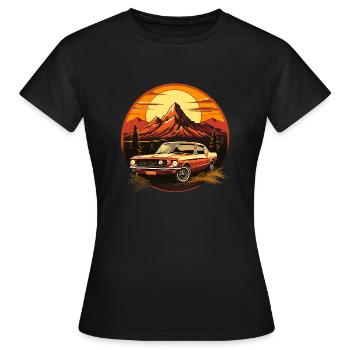 Vintage US-Car Musclecar Retro - Frauen T-Shirt - Schwarz - Vorne - AI Model Female 172 dark (172cm)