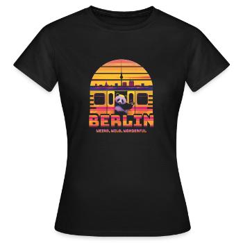 Berlin S-Bahn Vibes – 80er Retro-Sunset Stencil - Frauen T-Shirt - Schwarz - Vorne - AI Model Female 172 dark (172cm)