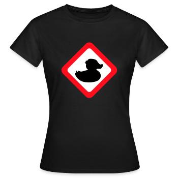 Canard Panneau Avertissement Attention Danger Prudence - T-shirt Femme - noir - Devant - AI Model Female 172 dark (172cm)