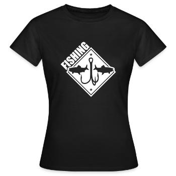 Fishing Fishing Fishing Hooks - Women's T-Shirt - black - Front - AI Model Female 172 dark (172cm)