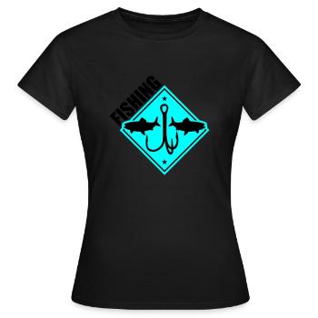 Fishing Fishing Fishing Hooks - Women's T-Shirt - black - Front - AI Model Female 172 dark (172cm)