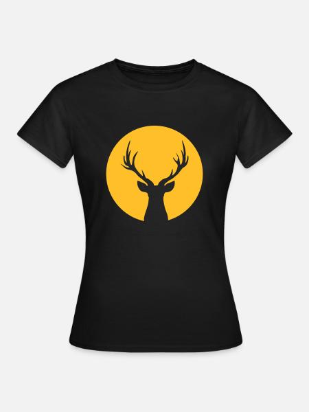 Deer In Moonlight Front - Frauen T-Shirt - Schwarz