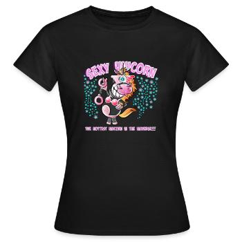Sexy Licorne, licorne pointue avec culotte et soutien-gorge - T-shirt Femme - noir - Devant - AI Model Female 172 dark (172cm)