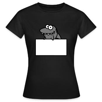 hai bouclier drôle cadre mur montrer comic cartoo - T-shirt Femme - noir - Devant - AI Model Female 172 dark (172cm)