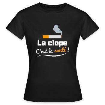 La clope c'est la santé - T-shirt Femme - noir - Devant - AI Model Female 172 dark (172cm)