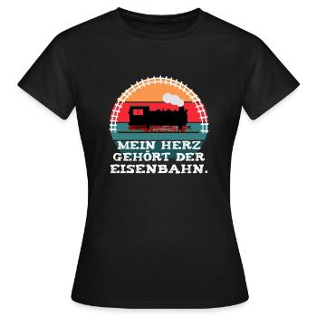 Eisenbahn Leidenschaft Dampflok - Frauen T-Shirt - Schwarz - Vorne - AI Model Female 172 dark (172cm)