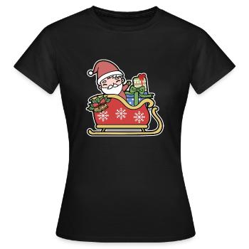 Weihnachtsmann im Schlitten - Frauen T-Shirt - Schwarz - Vorne - AI Model Female 172 dark (172cm)