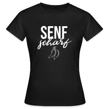 Senf - Frauen T-Shirt - Schwarz - Vorne - AI Model Female 172 dark (172cm)