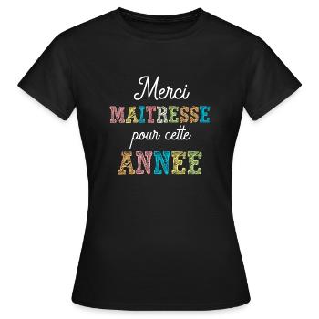 Merci maîtresse pour cette année cadeau fin d'anné - T-shirt Femme - noir - Devant - AI Model Female 172 dark (172cm)