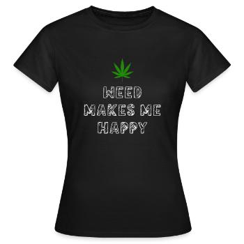 weed makes me happy cannabis marijuana - Women's T-Shirt - black - Front - AI Model Female 172 dark (172cm)