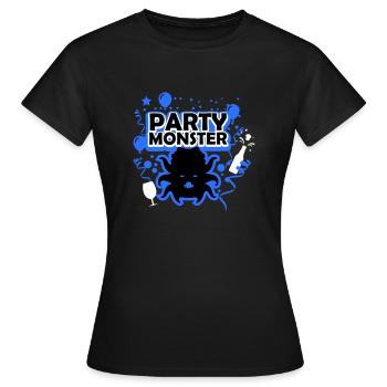 Monstre de fête bleu - T-shirt Femme - noir - Devant - AI Model Female 172 dark (172cm)