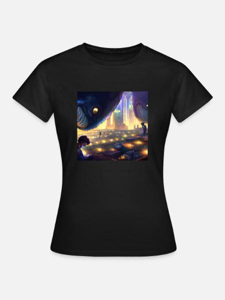 Monstruos flotando en el cielo - Dame-T-shirt - sort